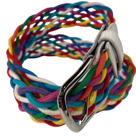 Vintage Rainbow Braided Pride USA Made Belt With Buckle Medium Large M/L LGBTQ+ - Picture 2 of 12